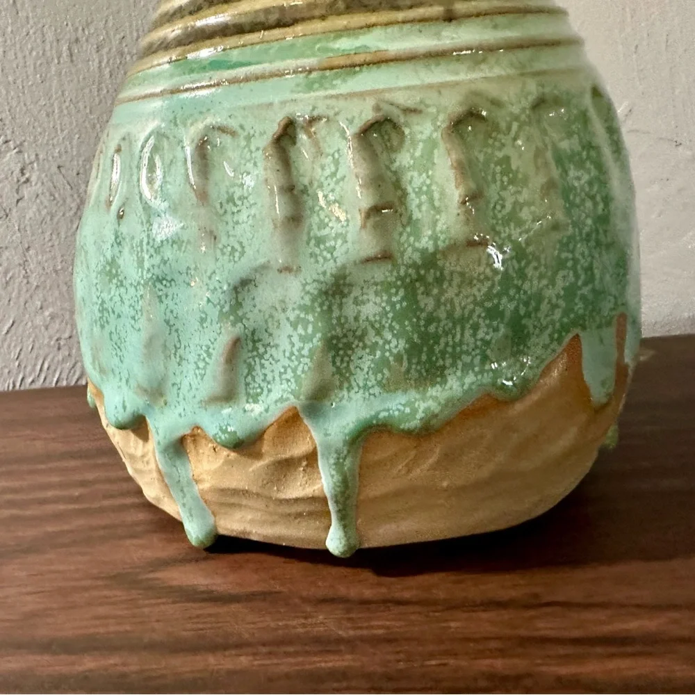 Handmade Ceramic Vase in Teal and Brown (Signed Studio Pottery) - Picture 4 of 7